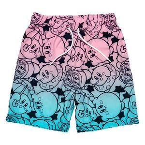 Nintendo Kirby Swim Trunks Mens S Blue Pink Ombre Board Shorts Unlined‎ Bioworld